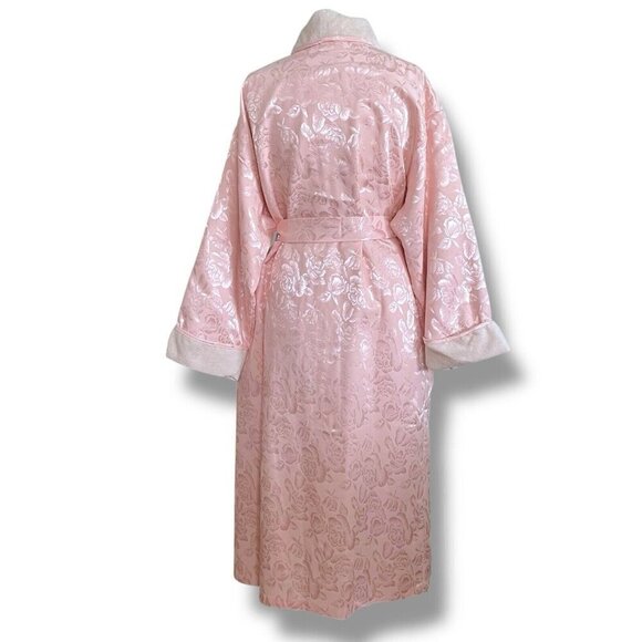 Vintage Victorias Secret Crown Gold Label Robe Medium Large Pink Satin Jacquard - Picture 9 of 12